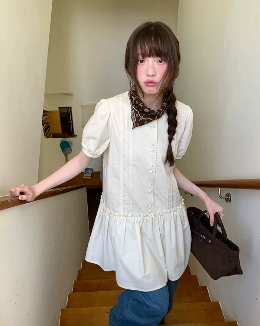 Puff Sleeve Short Dress BU0248