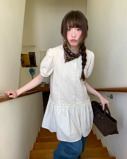 Puff Sleeve Short Dress BU0248