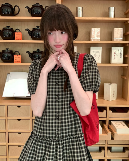 Puff Sleeve Short Dress BU0248