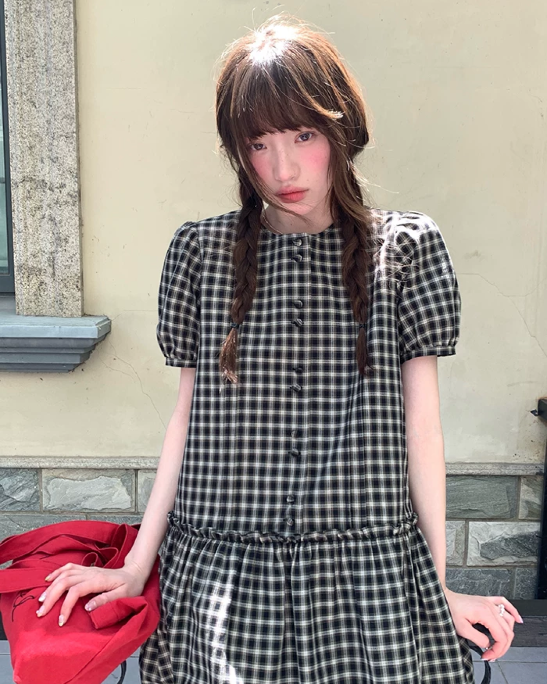 Puff Sleeve Short Dress BU0248