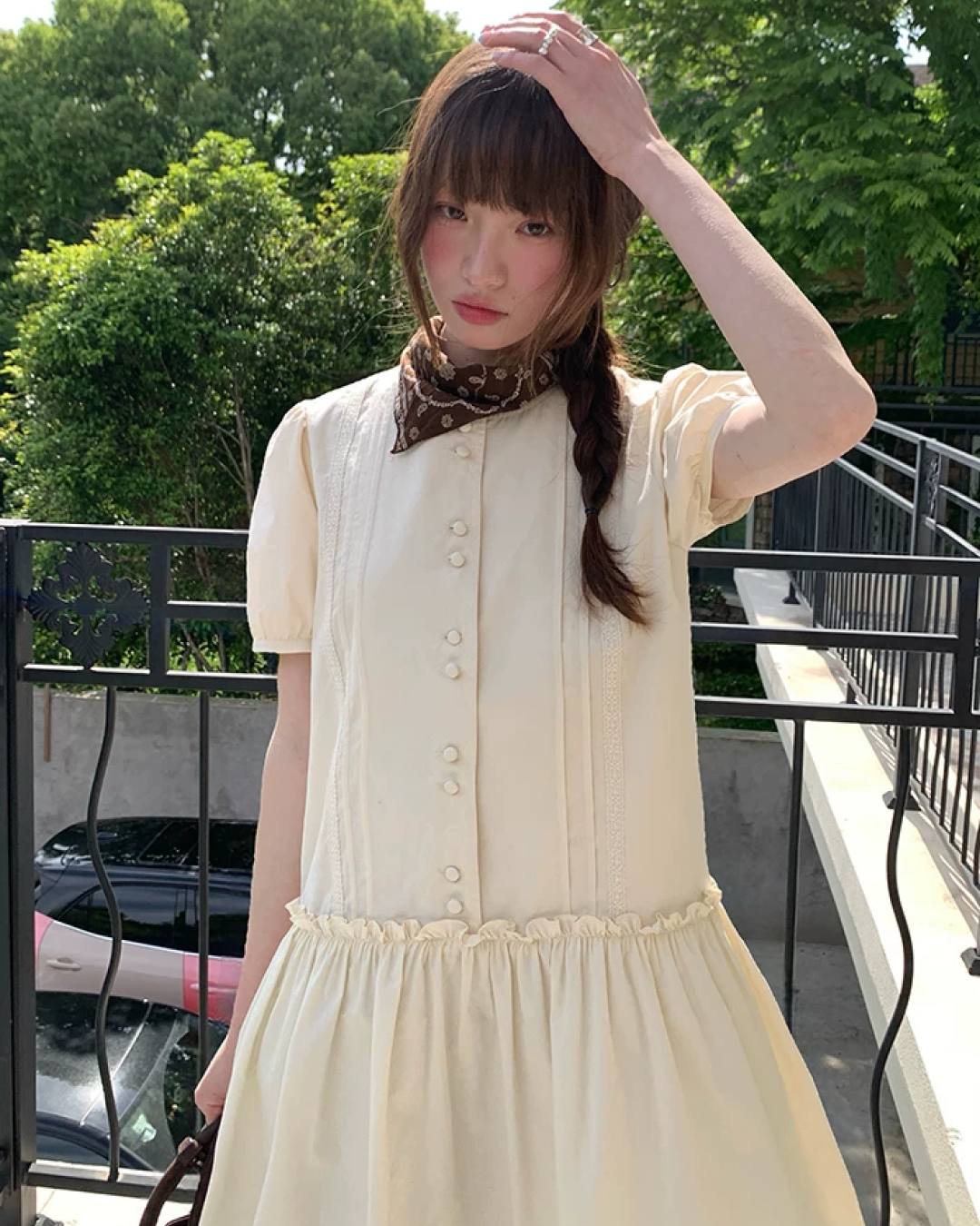Puff Sleeve Short Dress BU0248