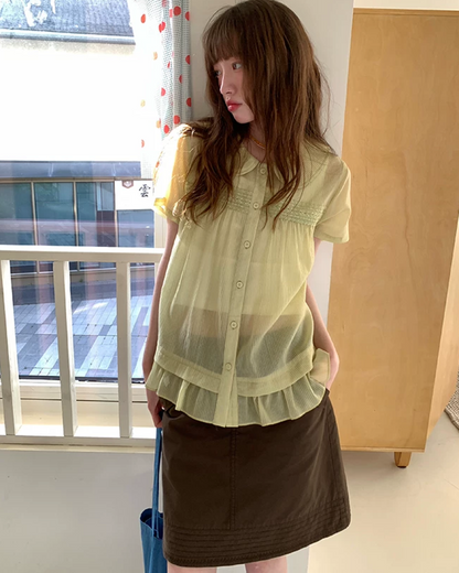 Short Sleeve Sheer Shirt Dress BU0249