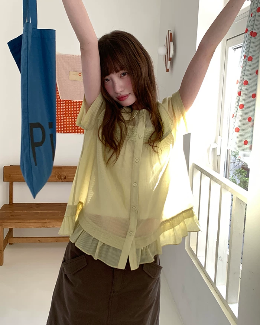Short Sleeve Sheer Shirt Dress BU0249