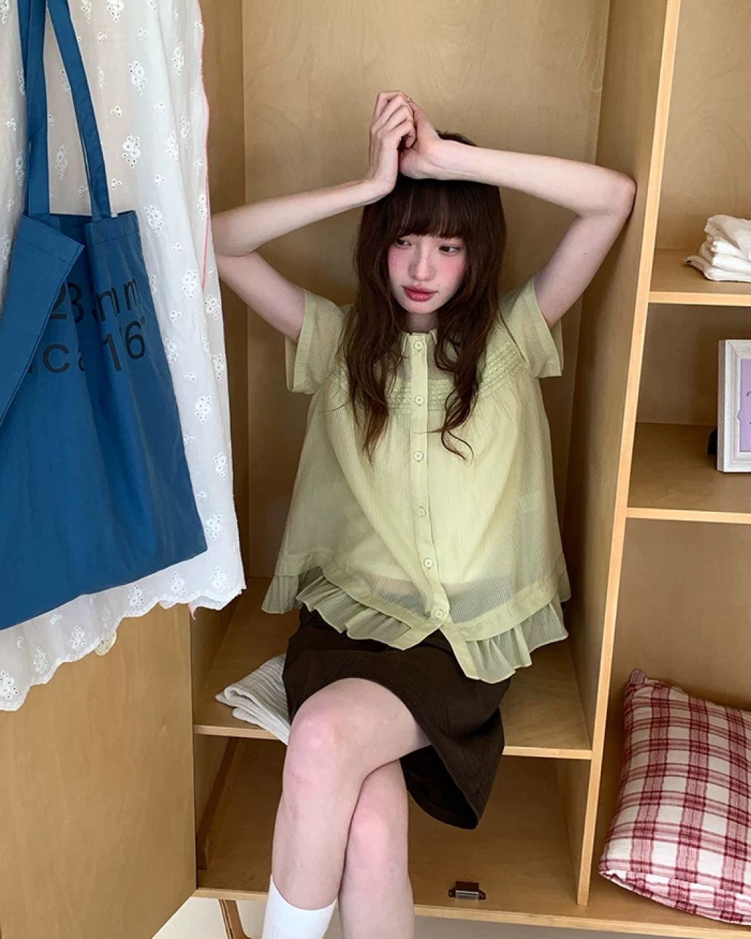 Short Sleeve Sheer Shirt Dress BU0249