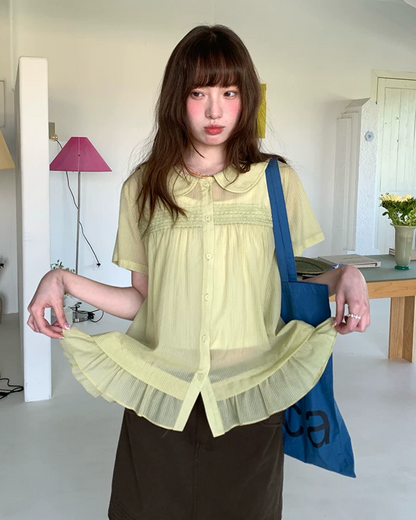 Short Sleeve Sheer Shirt Dress BU0249