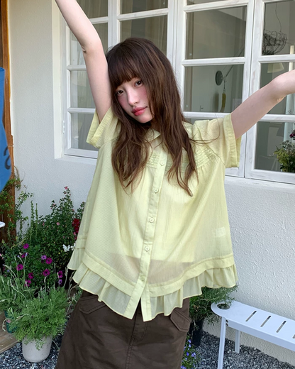Short Sleeve Sheer Shirt Dress BU0249