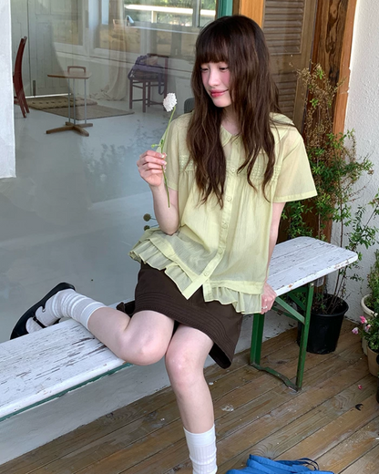 Short Sleeve Sheer Shirt Dress BU0249