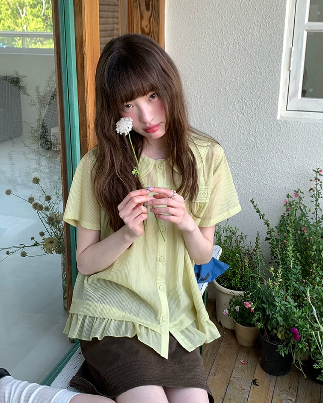Short Sleeve Sheer Shirt Dress BU0249
