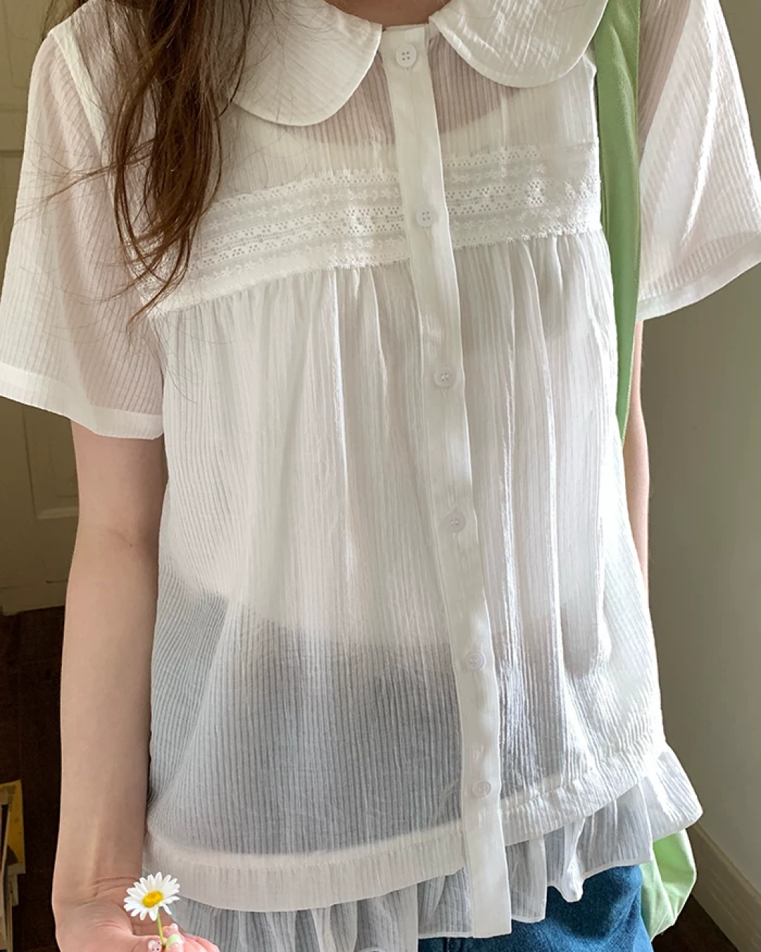 Short Sleeve Sheer Shirt Dress BU0249