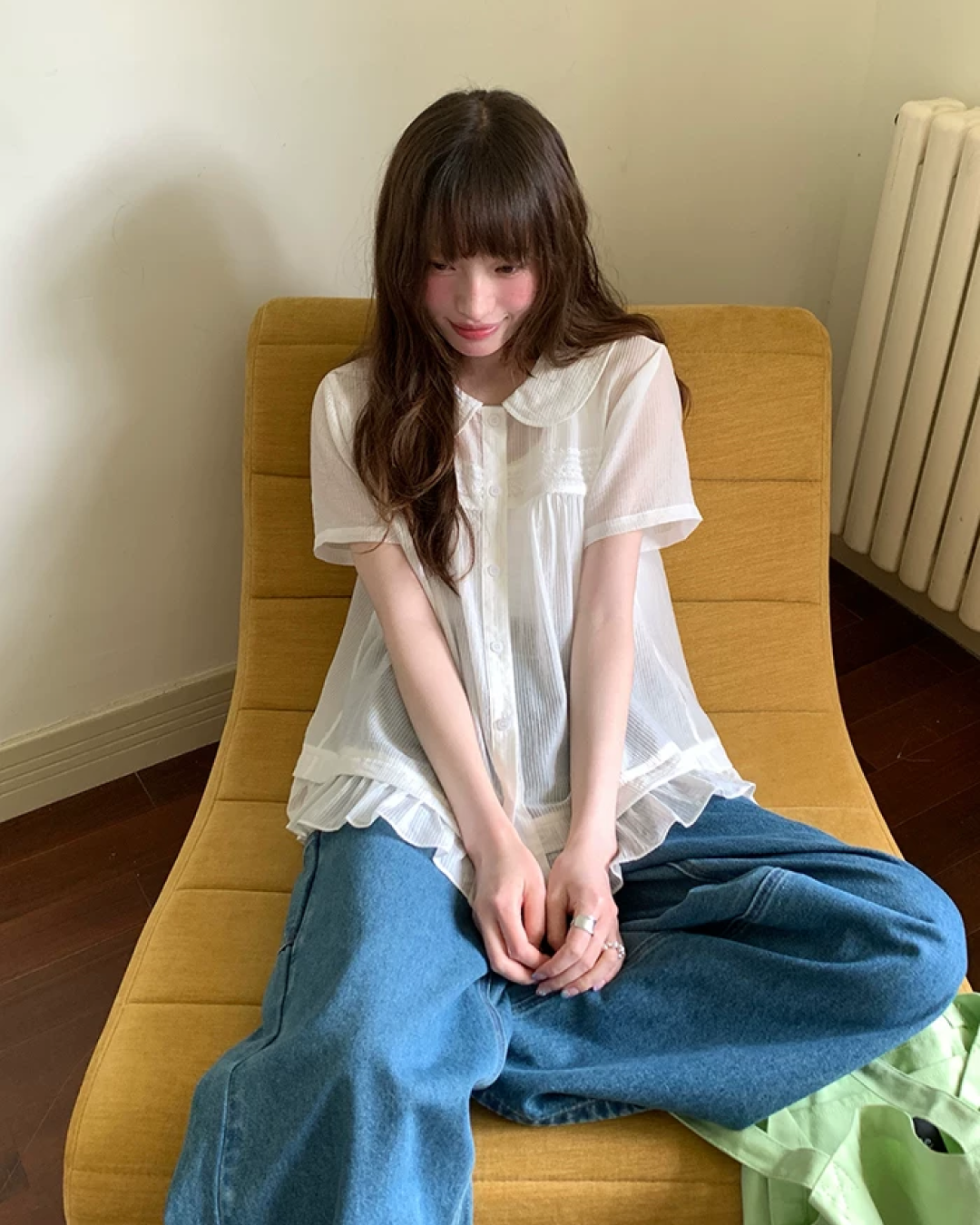 Short Sleeve Sheer Shirt Dress BU0249