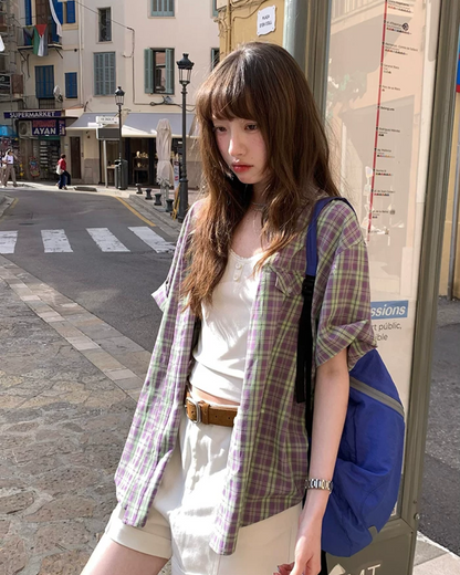 Short Sleeve Plaid Shirt BU0250