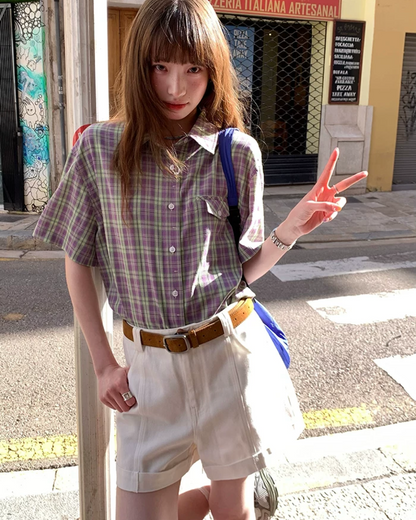 Short Sleeve Plaid Shirt BU0250