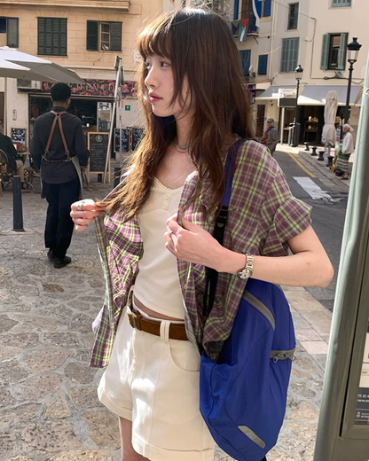 Short Sleeve Plaid Shirt BU0250