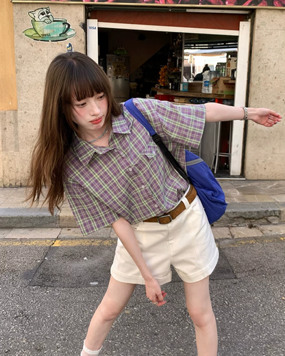 Short Sleeve Plaid Shirt BU0250