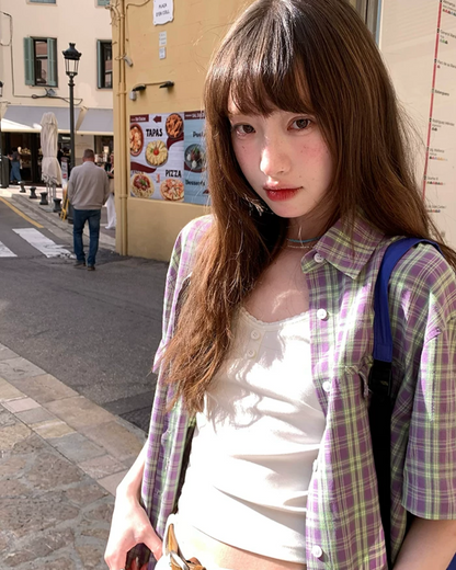 Short Sleeve Plaid Shirt BU0250