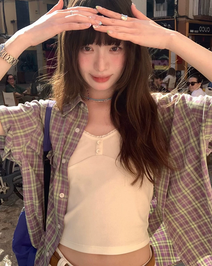 Short Sleeve Plaid Shirt BU0250