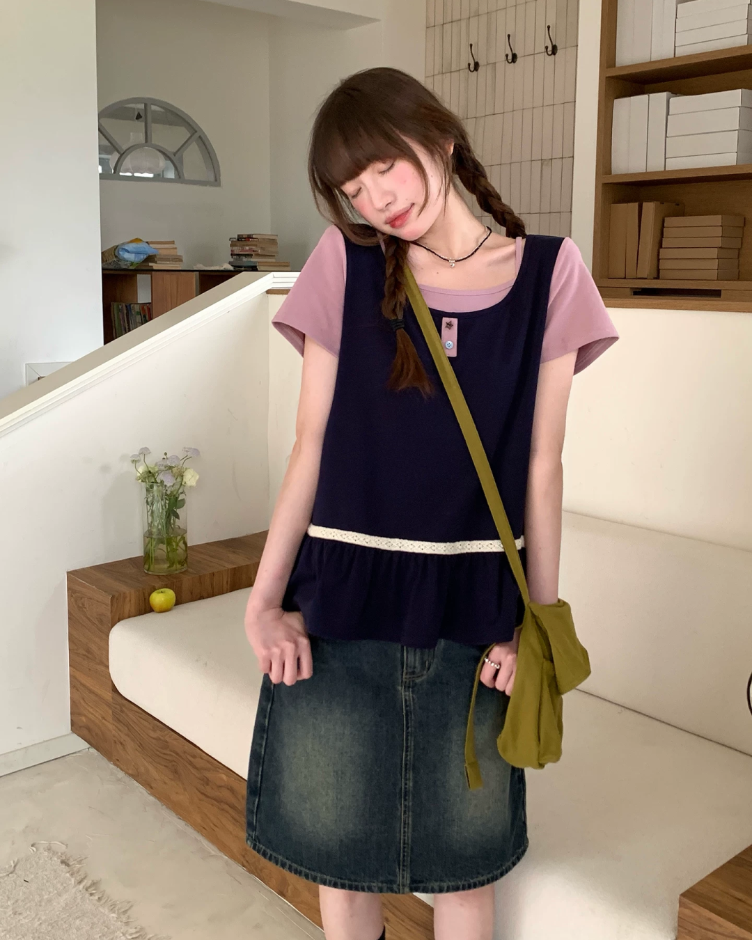 レイヤーチェストボタンTシャツ BU0254