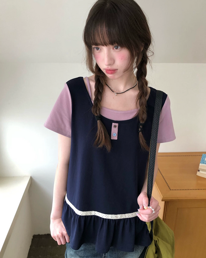 レイヤーチェストボタンTシャツ BU0254