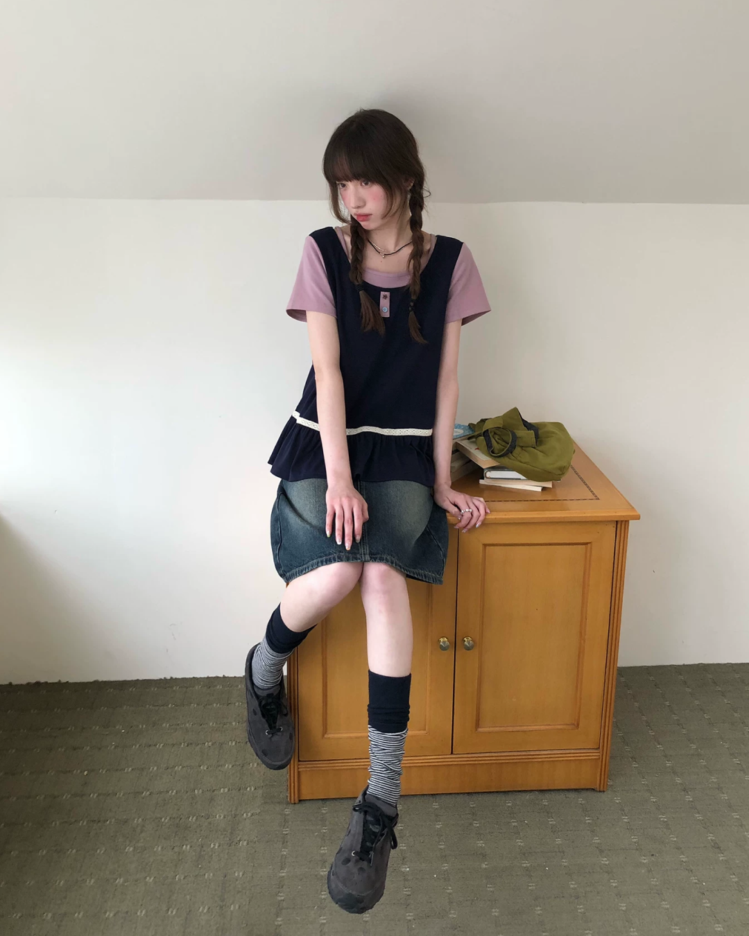 レイヤーチェストボタンTシャツ BU0254