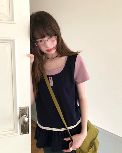 レイヤーチェストボタンTシャツ BU0254