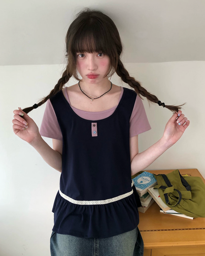 レイヤーチェストボタンTシャツ BU0254