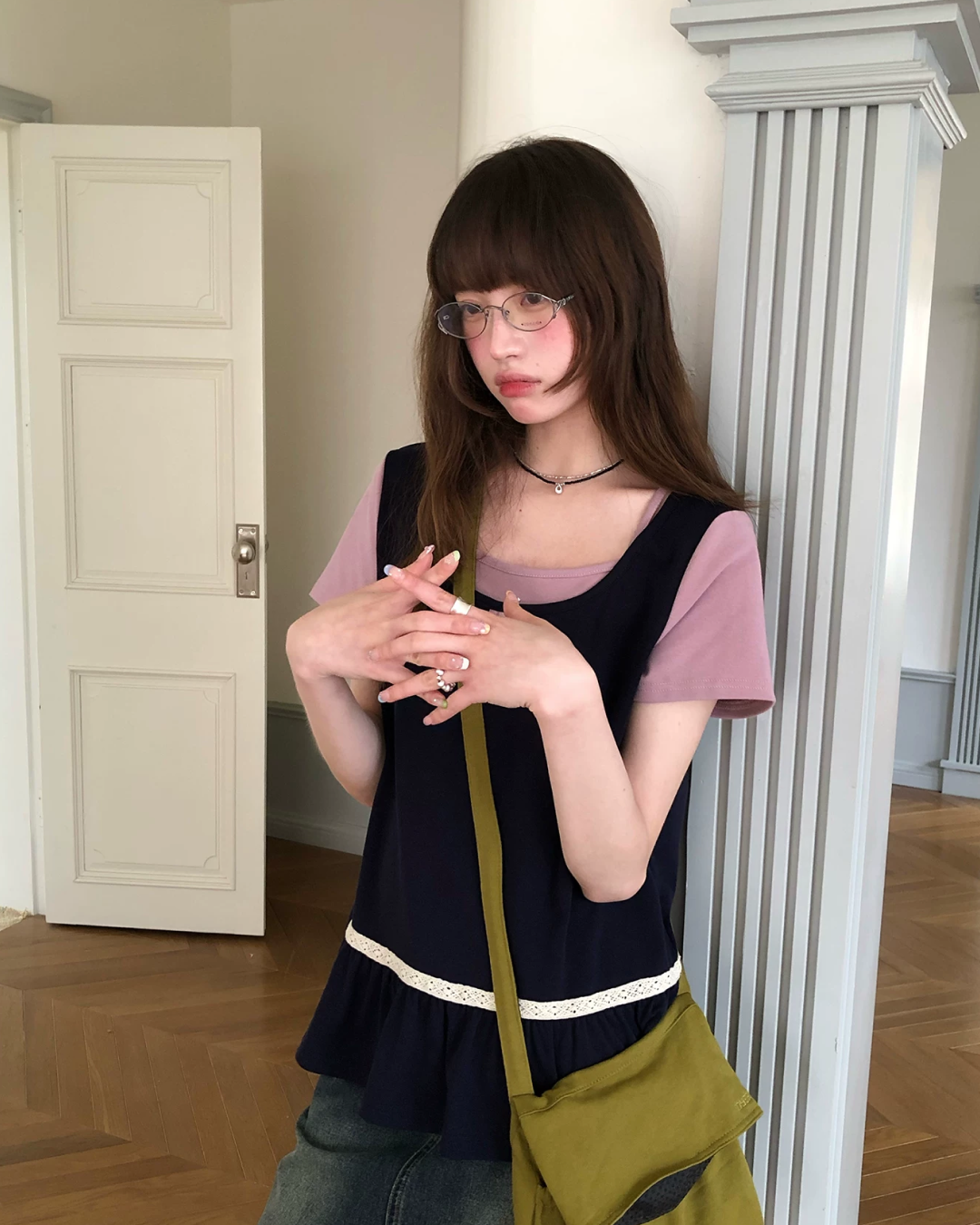 レイヤーチェストボタンTシャツ BU0254