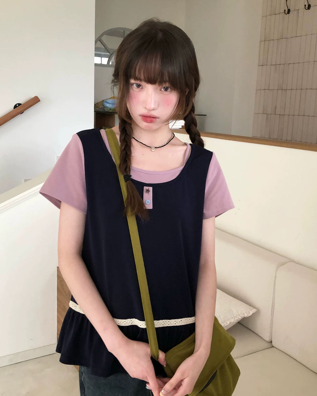 レイヤーチェストボタンTシャツ BU0254