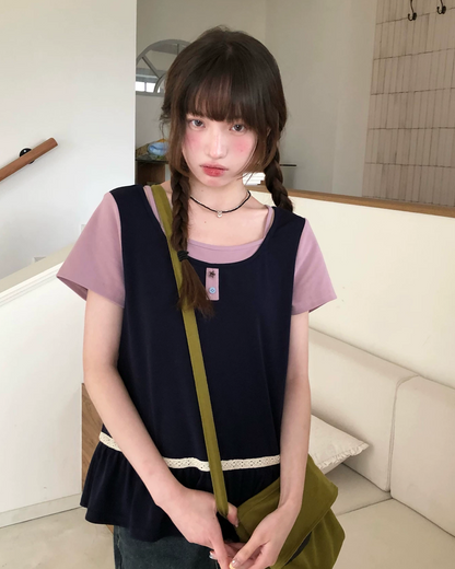 レイヤーチェストボタンTシャツ BU0254