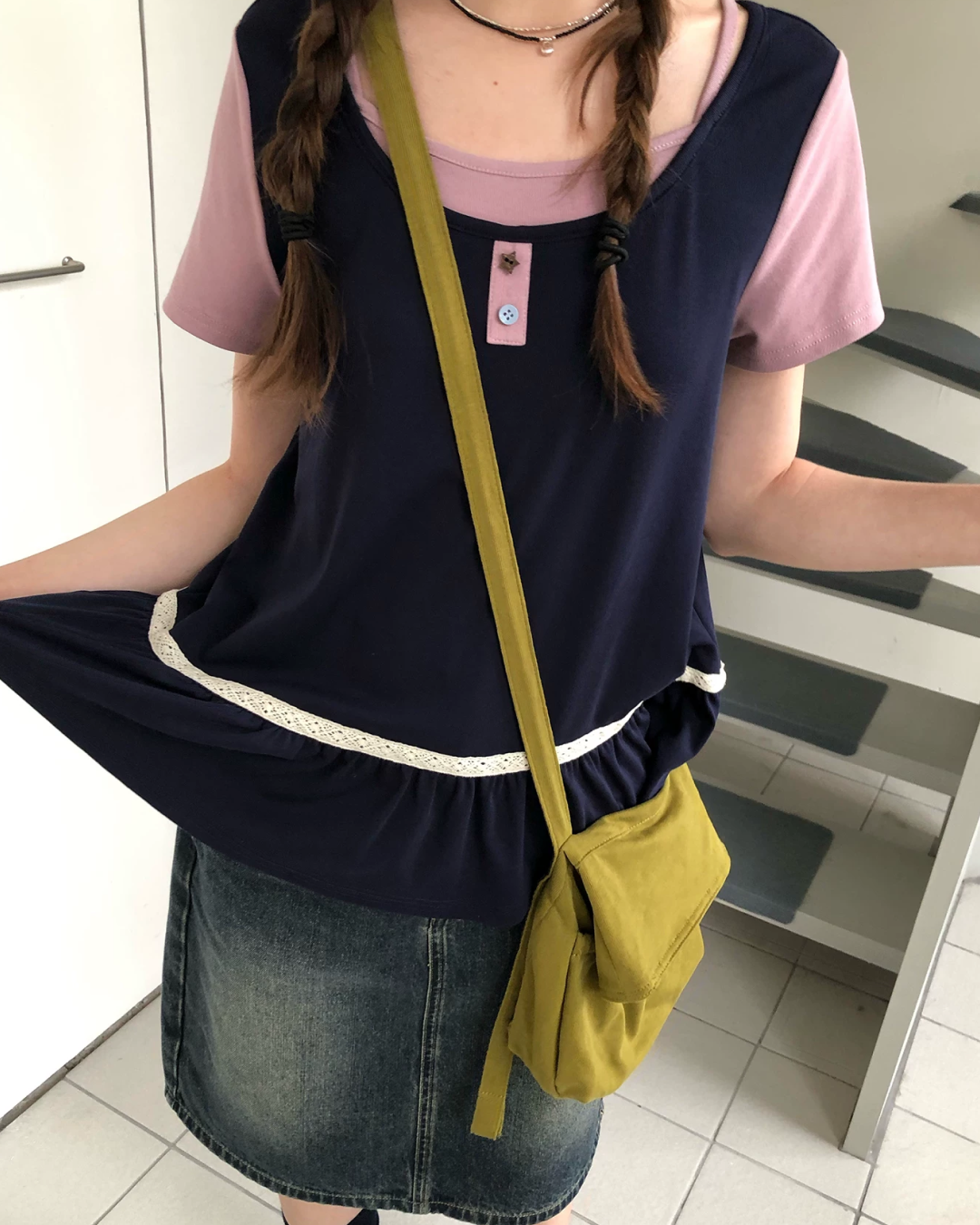 レイヤーチェストボタンTシャツ BU0254