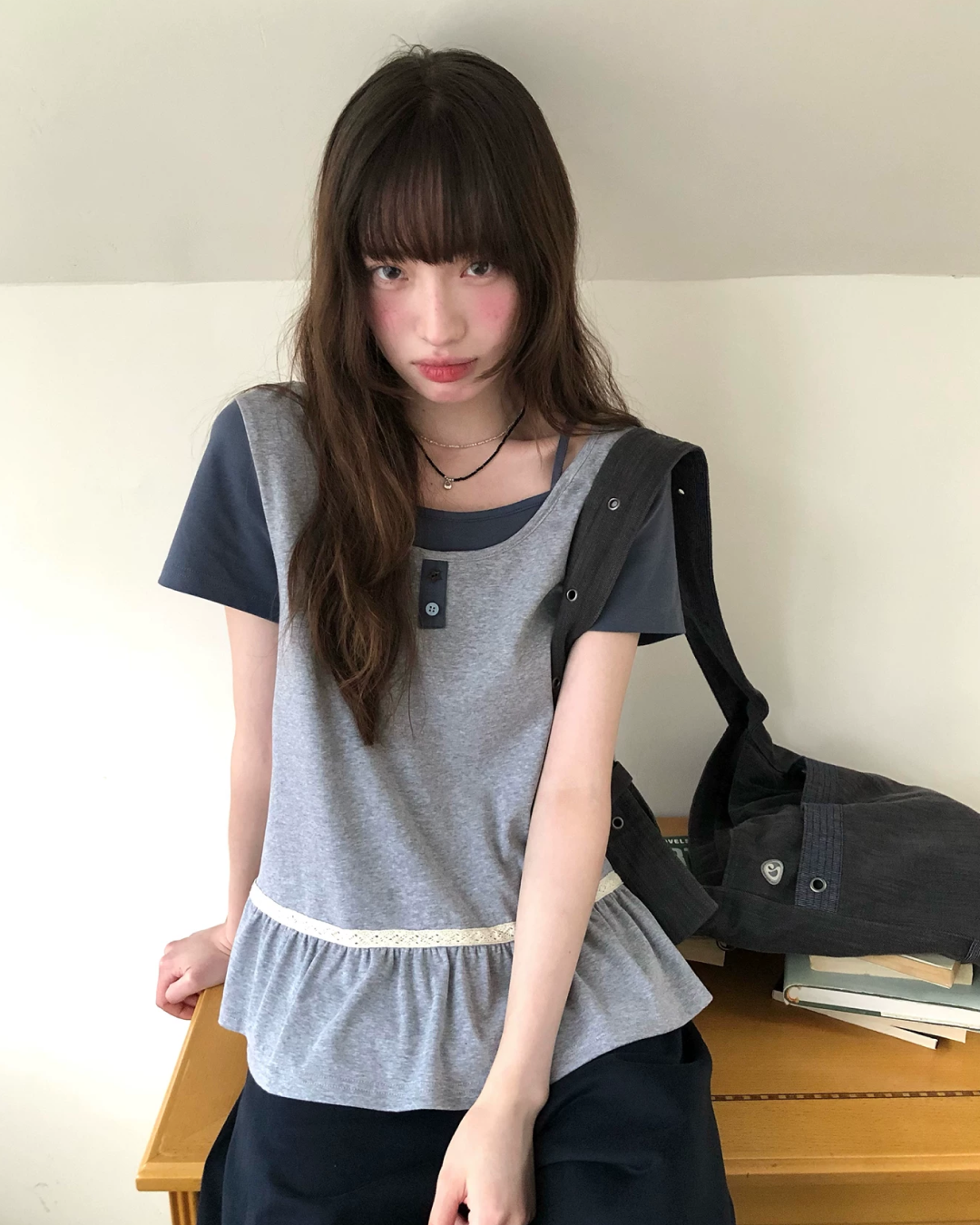 レイヤーチェストボタンTシャツ BU0254