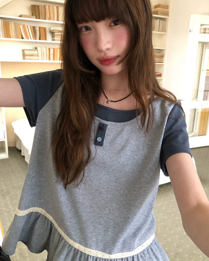 レイヤーチェストボタンTシャツ BU0254