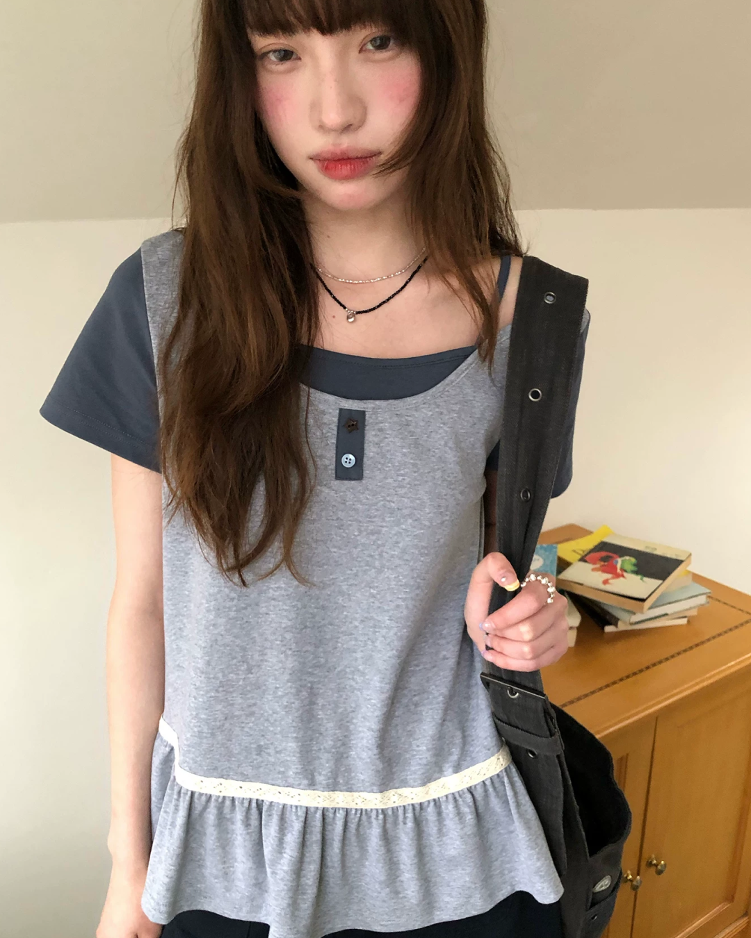 レイヤーチェストボタンTシャツ BU0254