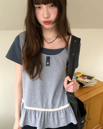 レイヤーチェストボタンTシャツ BU0254