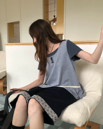レイヤーチェストボタンTシャツ BU0254