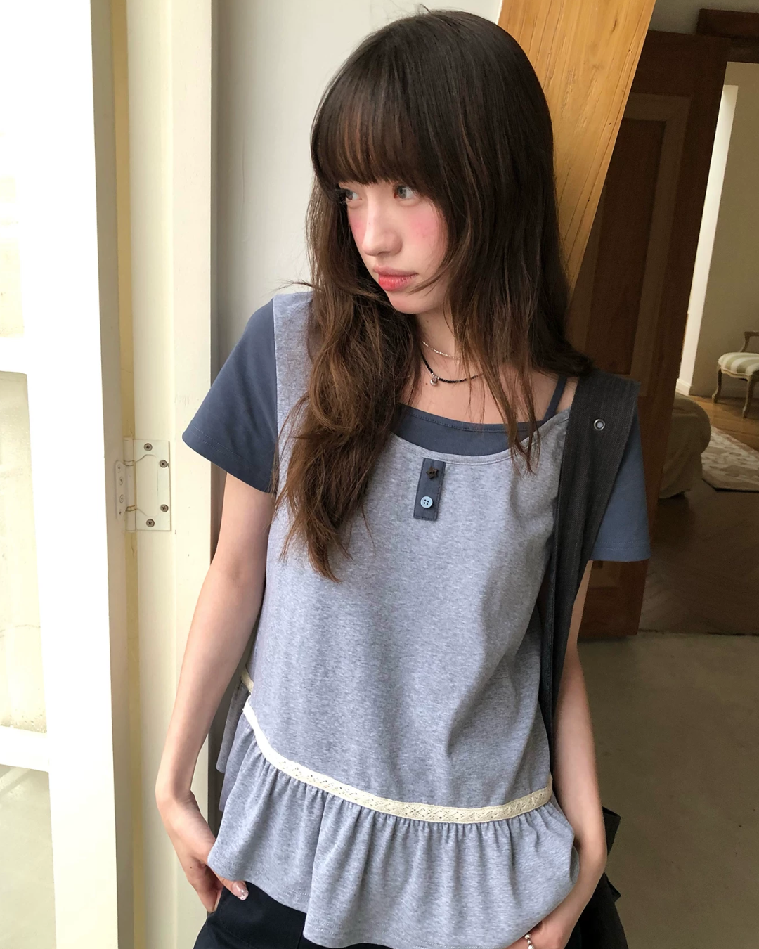 レイヤーチェストボタンTシャツ BU0254
