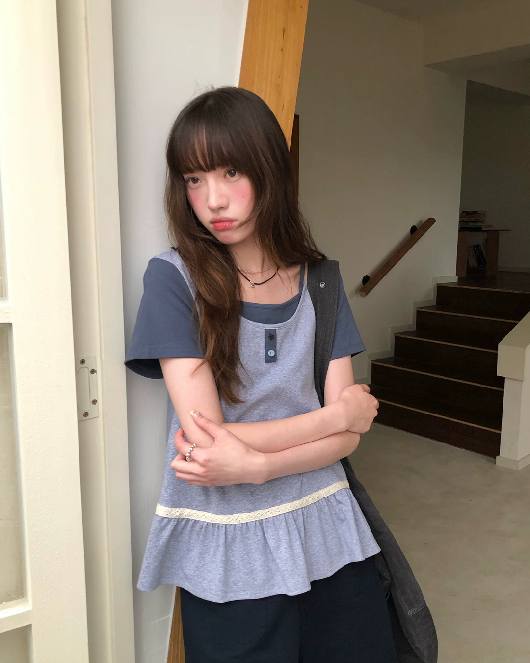 レイヤーチェストボタンTシャツ BU0254