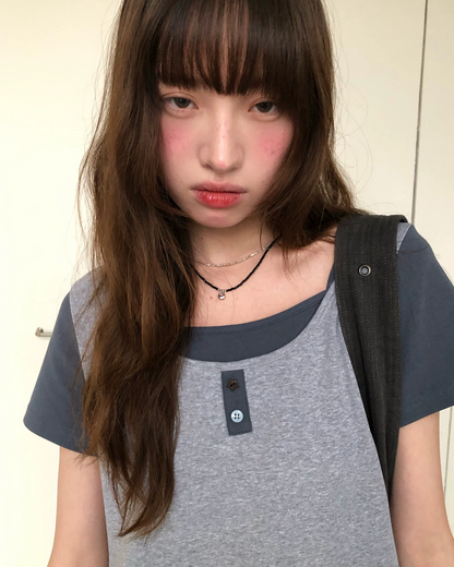 レイヤーチェストボタンTシャツ BU0254