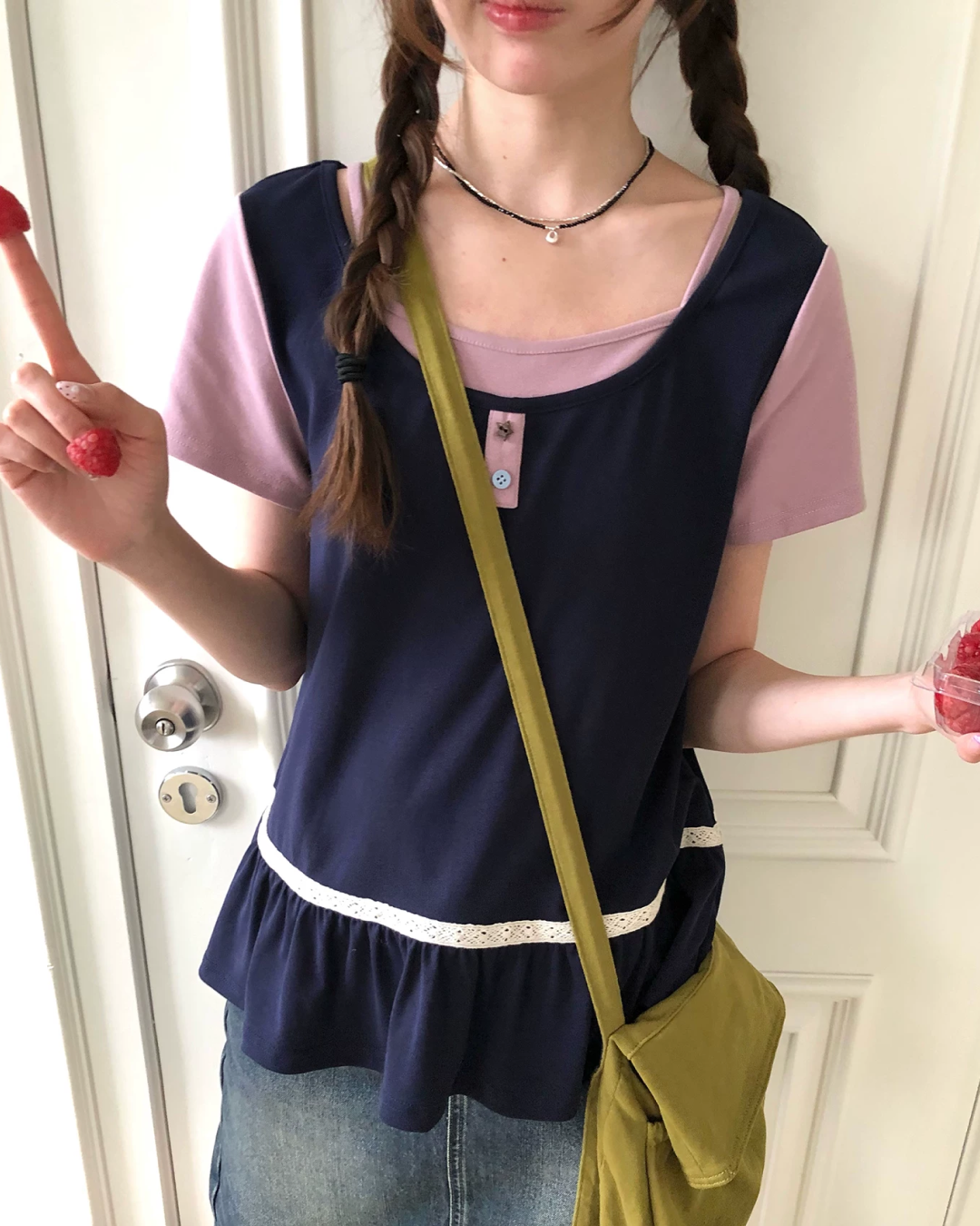 レイヤーチェストボタンTシャツ BU0254