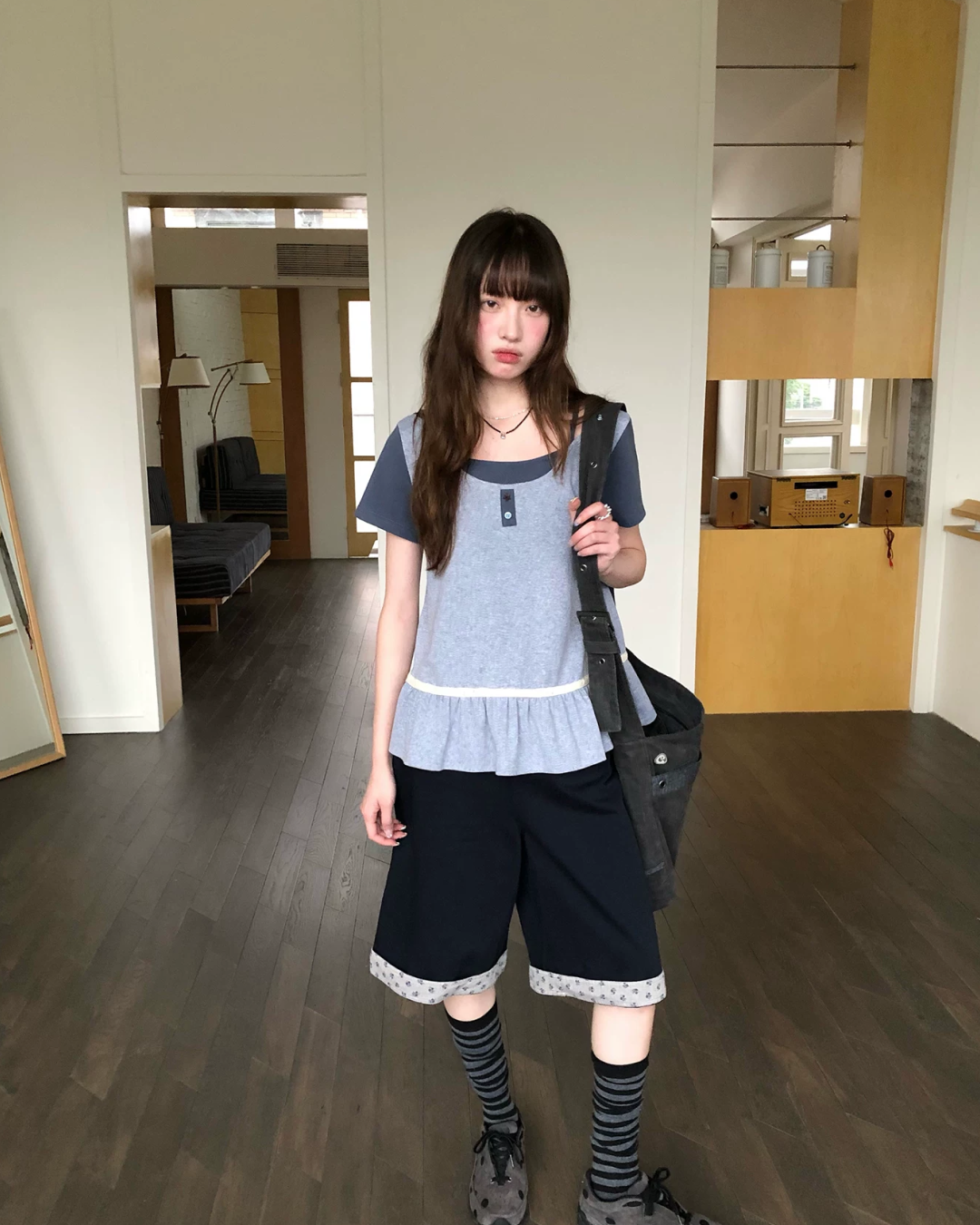 レイヤーチェストボタンTシャツ BU0254