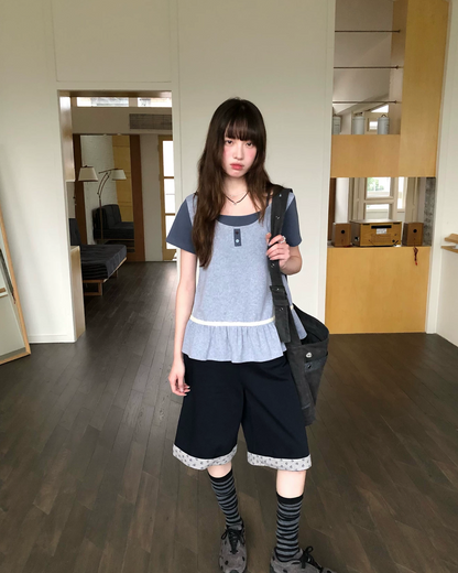 レイヤーチェストボタンTシャツ BU0254