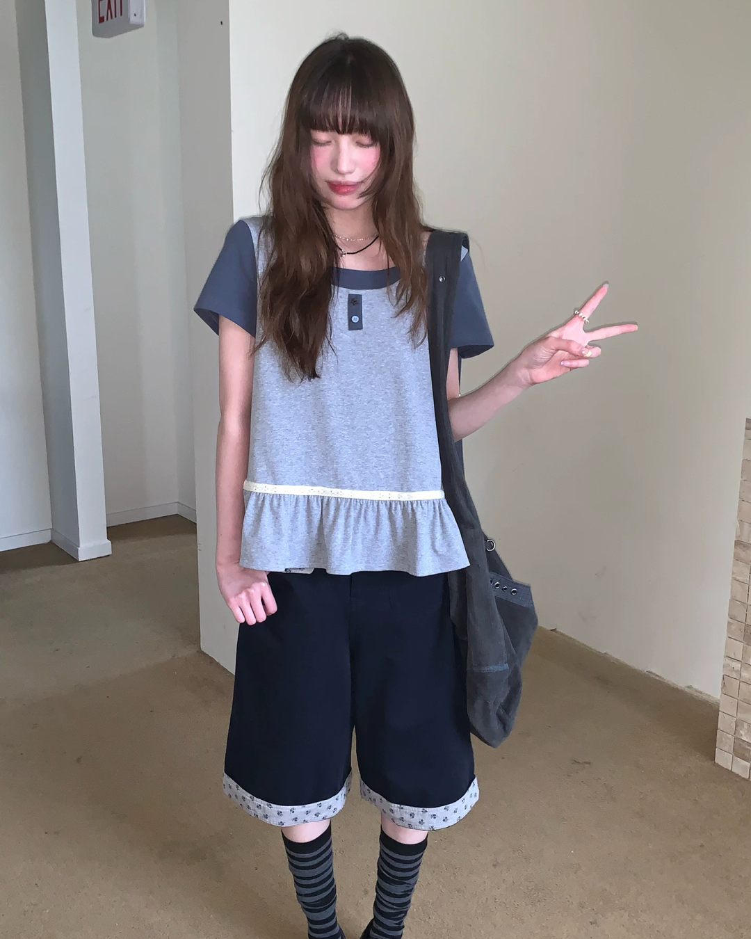 レイヤーチェストボタンTシャツ BU0254
