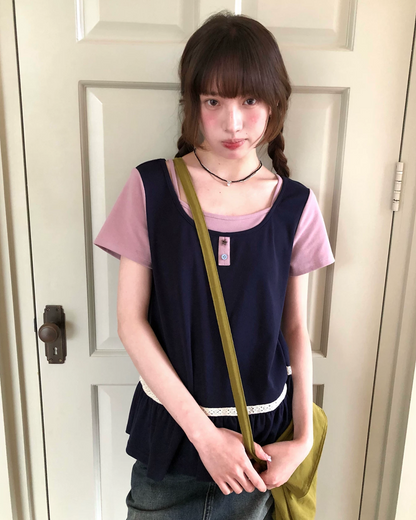 レイヤーチェストボタンTシャツ BU0254