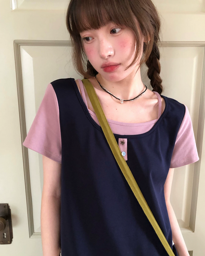 レイヤーチェストボタンTシャツ BU0254