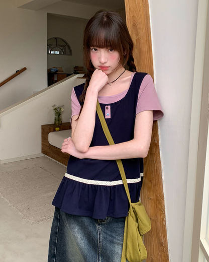 レイヤーチェストボタンTシャツ BU0254