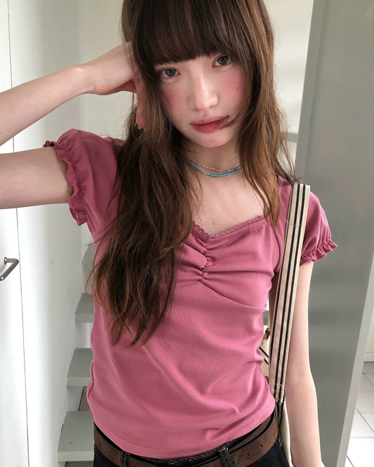 カラーパフスリーブTシャツ BU0255