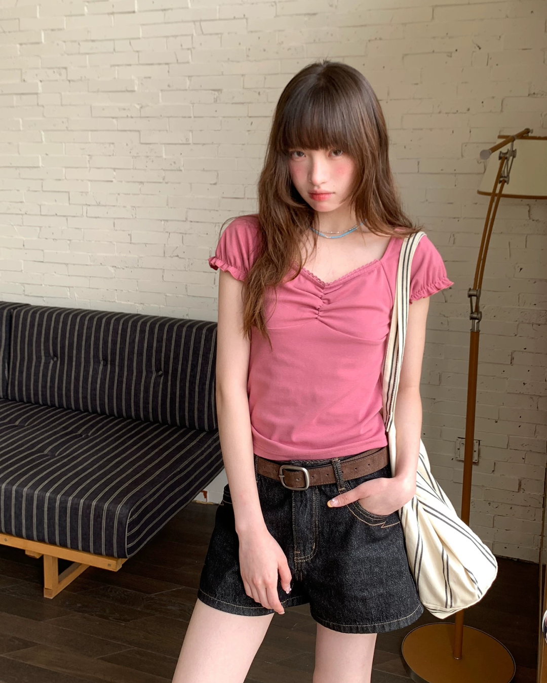 カラーパフスリーブTシャツ BU0255