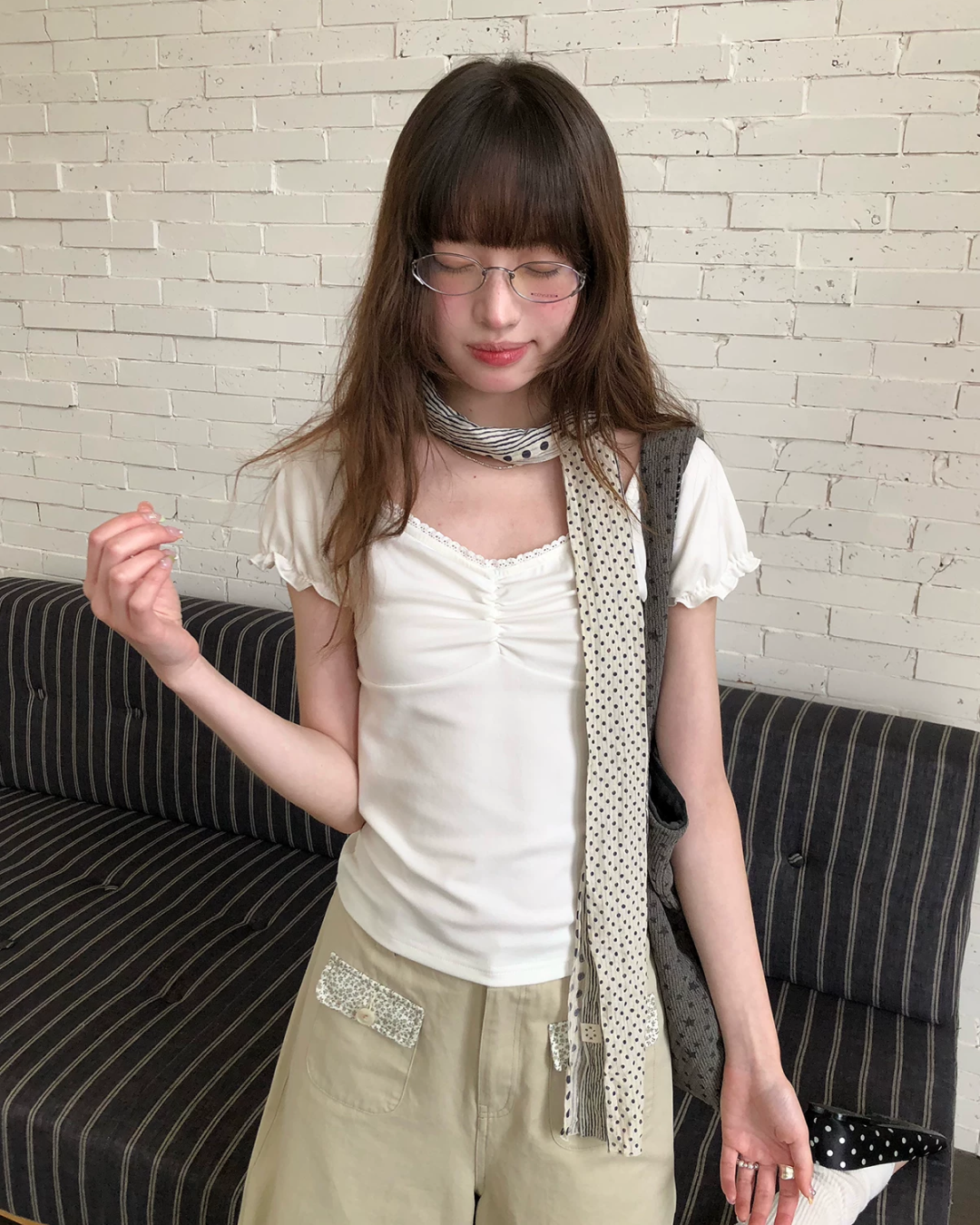 カラーパフスリーブTシャツ BU0255