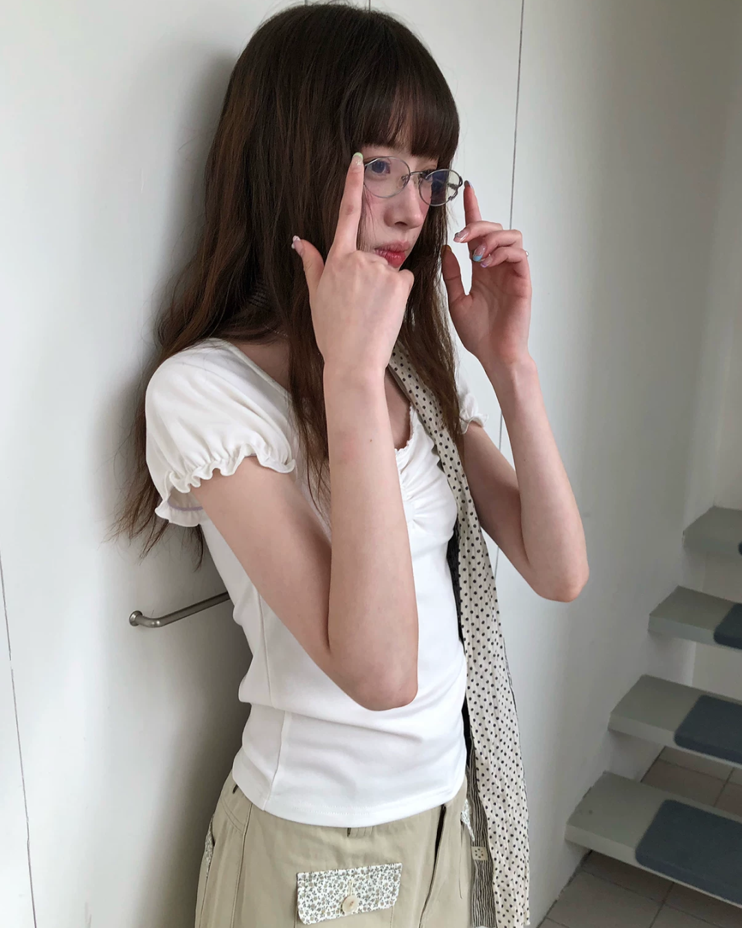 カラーパフスリーブTシャツ BU0255
