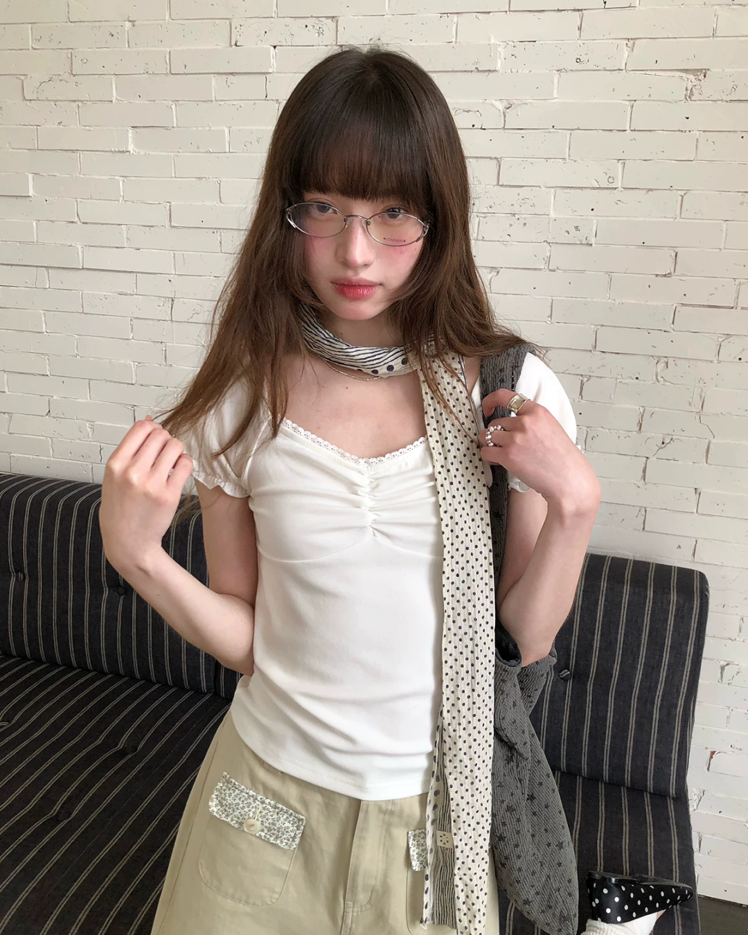 カラーパフスリーブTシャツ BU0255