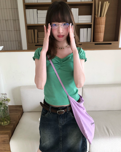 カラーパフスリーブTシャツ BU0255